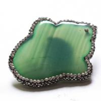 Agate Jewelry Pendants, with Rhinestone Clay Pave, Unisex, more colors for choice, 39x60mm, Sold By PC