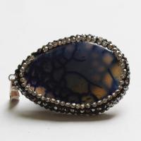 Agate Jewelry Pendants, with Rhinestone Clay Pave, Teardrop, Unisex, more colors for choice, 28x40mm, Sold By PC
