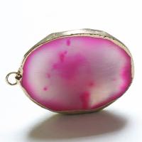 Agate Jewelry Pendants, with Brass, gold color plated, Unisex & faceted, more colors for choice, 31x45mm, Sold By PC