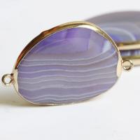 Agate Connector Lace Agate with Brass gold color plated DIY & 1/1 loop Sold By PC