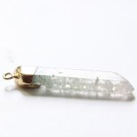 Quartz Gemstone Pendants, Clear Quartz, with Brass, plated, Unisex, more colors for choice, 6x37mm, Sold By PC