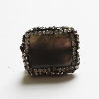 Agate Beads with Rhinestone Clay Pave Rectangle DIY Sold By PC