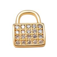 Cubic Zirconia Micro Pave Brass Pendant Lock real gold plated Unisex & micro pave cubic zirconia nickel lead & cadmium free Sold By PC