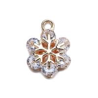 Cubic Zirconia Brass Pendants with Cubic Zirconia Snowflake real gold plated for woman nickel lead & cadmium free Sold By PC