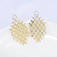 Hair Accessories DIY Findings Brass Rhombus real gold plated hollow nickel lead & cadmium free 43mm Sold By PC