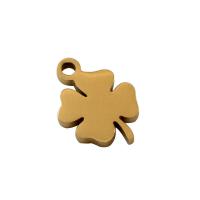 Stainless Steel Pendants, 304 Stainless Steel, Four Leaf Clover, Vacuum Ion Plating, DIY, golden, 10.50x7.50mm, 10PCs/Bag, Sold By Bag