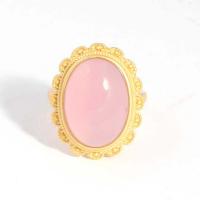 Natural Quartz Finger Ring, Tibetan Style, with Rose Quartz, gold color plated, Adjustable & for woman, golden, nickel, lead & cadmium free, 22x10x27mm, Sold By PC