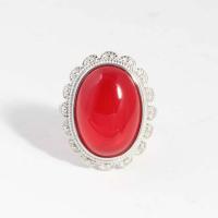 Agate fingerring, Zinc Alloy, med Red Agate, sølvfarvet forgyldt, mode smykker & for kvinde, nikkel, bly & cadmium fri, 22x19x27mm, Solgt af PC