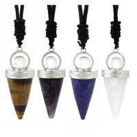 Tibetan Style Pendulum Pendant, with Gemstone, Conical, different materials for choice & Unisex, nickel, lead & cadmium free, 45x18mm, Sold By PC