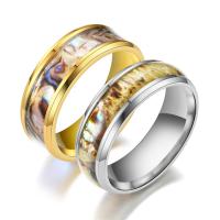 Пара кольца перста, Нержавеющая сталь 304, с Ракушка, ювелирные изделия моды & Мужская & разный размер для выбора, Много цветов для выбора, продается PC