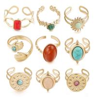 Ring Finger ze stali nierdzewnej, Stal nierdzewna 304, ze Kamień naturalny, biżuteria moda & różne style do wyboru & dla kobiety, dostępnych więcej kolorów, 18mm, sprzedane przez PC