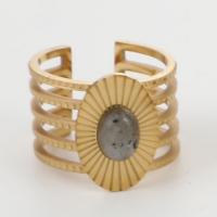 Ring Finger ze stali nierdzewnej, Stal nierdzewna 304, ze Kamień naturalny, biżuteria moda & różne style do wyboru & dla kobiety, złoty, 18mm, sprzedane przez PC