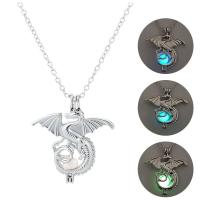 Luminated Necklace, Tibetan Style, with Night-Light Stone, with 5cm extender chain, Dragon, platinum color plated, fashion jewelry & Unisex & adjustable, more colors for choice, nickel, lead & cadmium free, 36x40mm, Length:45 cm, Sold By PC