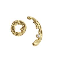 Asymmetric Earrings Brass with Plastic Pearl irregular 18K gold plated fashion jewelry & for woman golden nickel lead & cadmium free 40mm Sold By Pair