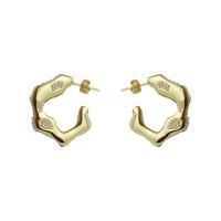 Brass Stud Earring with Plastic Pearl Letter C 18K gold plated fashion jewelry & for woman golden nickel lead & cadmium free 25mm Sold By Pair