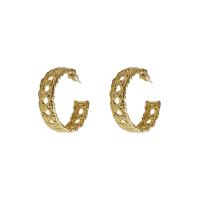 Brass Huggie Hoop Earring Letter C 18K gold plated fashion jewelry & for woman & hollow golden nickel lead & cadmium free 30mm Sold By Pair