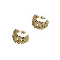 Brass Huggie Hoop Earring Letter C 18K gold plated fashion jewelry & for woman & hollow golden nickel lead & cadmium free 20mm Sold By Pair
