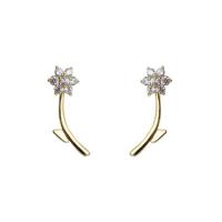 Cubic Zirconia Micro Pave Brass Earring Flower 18K gold plated fashion jewelry & detachable & micro pave cubic zirconia & for woman golden nickel lead & cadmium free Sold By Pair