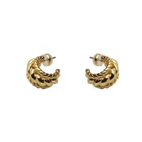Brass Huggie Hoop Earring Letter C 18K gold plated fashion jewelry & for woman golden nickel lead & cadmium free 17mm Sold By Pair