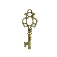 Zinklegierung Schlüssel Anhänger, antike Bronzefarbe plattiert, DIY & hohl, frei von Nickel, Blei & Kadmium, 44x17mm, verkauft von PC