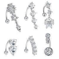Stainless Steel Belly Ring, 304 Stainless Steel, Vacuum Ion Plating, Unisex & with rhinestone, more colors for choice, 1.6x10mm, 5mm, 8mm, Sold By PC