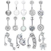 Stainless Steel Belly Ring 304 Stainless Steel Vacuum Ion Plating Unisex & micro pave cubic zirconia 5mm 8mm Sold By PC