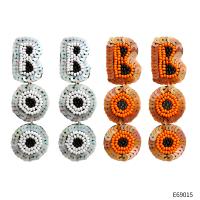 Seedbead Drop Earring with Sequins & Microfiber PU Alphabet Letter Halloween Design & for woman Sold By Pair