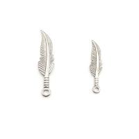Stainless Steel Pendants, 304 Stainless Steel, Feather, polished, DIY & different size for choice, original color, 50PCs/Lot, Sold By Lot