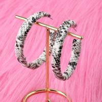 Ohrring Schmuck, PU Leder, mit Zinklegierung, Modeschmuck & für Frau, 52x52mm, verkauft von Paar