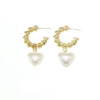 Zinklegierung Ohrringe, mit Kunststoff Perlen, goldfarben plattiert, Modeschmuck & für Frau, frei von Nickel, Blei & Kadmium, 43x28mm, verkauft von Paar