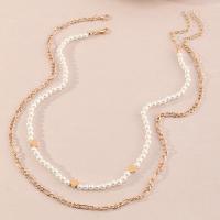 Multi Layer Necklace Zinc Alloy with Plastic Pearl with 1.97inch extender chain 2 pieces & Double Layer & fashion jewelry & for woman nickel lead & cadmium free Length Approx 15.83 Inch Sold By Set