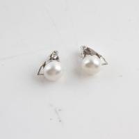 Freshwater Pearl Earring Clip with 925 Sterling Silver fashion jewelry & for woman white 9mm Sold By Pair