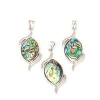 Natural Abalone Shell Pendants with Zinc Alloy silver color plated Unisex multi-colored Sold By PC