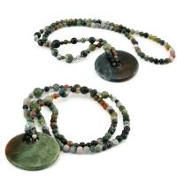 Agate Necklace Indian Agate Flat Round Unisex 50mm Length Approx 66 cm Sold By PC