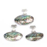 Natural Abalone Shell Pendants with Plastic Pearl & Brass & Zinc Alloy silver color plated Unisex multi-colored Sold By PC