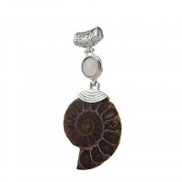 Gemstone Pendants Jewelry Trumpet Shell Fossil with Gemstone & Zinc Alloy Conch silver color plated & Unisex Sold By PC