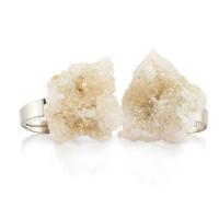 Natural Quartz Finger Ring Clear Quartz with Brass plated Adjustable & druzy style & Unisex Inner Approx 19mm Sold By PC