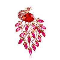 Crystal Brooch Zinc Alloy with Crystal Peacock gold color plated for woman & faceted nickel lead & cadmium free Sold By PC