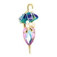 Crystal Brooch Zinc Alloy with Crystal & Plastic Pearl Umbrella gold color plated for woman nickel lead & cadmium free Sold By PC