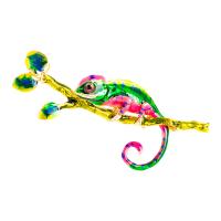 Enamel Brooch Zinc Alloy Chameleon gold color plated for woman nickel lead & cadmium free Sold By PC
