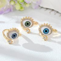 Evil Eye Jewelry Ring Finger, liga de zinco, Mau-olhado, cromado de cor dourada, para mulher & com strass, Mais cores pare escolha, níquel, chumbo e cádmio livre, 26mm, vendido por PC
