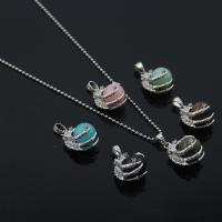 Natural Gemstone Necklace with Zinc Alloy Claw silver color plated & Unisex Length 19.7 Inch Sold By PC