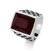 Stainless Steel Finger Ring, 304 Stainless Steel, with Ruby, different size for choice & for man, original color, Sold By PC