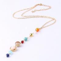 Natural Gemstone Necklace, Tibetan Style, with Gemstone, gold color plated, fashion jewelry & Unisex, golden, nickel, lead & cadmium free, Sold Per Approx 25.98 Inch Strand