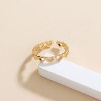 Brass Finger Ring Heart KC gold color plated fashion jewelry & for woman & luminated & hollow golden nickel lead & cadmium free 17mm Sold By PC