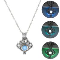 Luminated Necklace, Tibetan Style, with Night-Light Stone, Ghost, platinum color plated, fashion jewelry & Unisex, more colors for choice, nickel, lead & cadmium free, 23x30mm, Length:45 cm, Sold By PC
