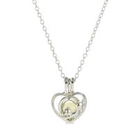 Luminated Necklace Zinc Alloy with Night-Light Stone with 5cm extender chain Heart platinum color plated fashion jewelry & adjustable & for woman nickel lead & cadmium free Length 45 cm Sold By PC