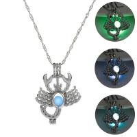 Luminated Necklace Zinc Alloy with Night-Light Stone with 5cm extender chain Scorpion platinum color plated fashion jewelry & Unisex & adjustable nickel lead & cadmium free Length 45 cm Sold By PC