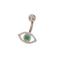 Stainless Steel Belly Ring 304 Stainless Steel with Brass Horse Eye platinum color plated fashion jewelry & evil eye pattern & micro pave cubic zirconia & for woman platinum color Sold By PC