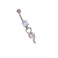 Stainless Steel Belly Ring 304 Stainless Steel Heart fashion jewelry & for woman & with rhinestone platinum color Sold By PC